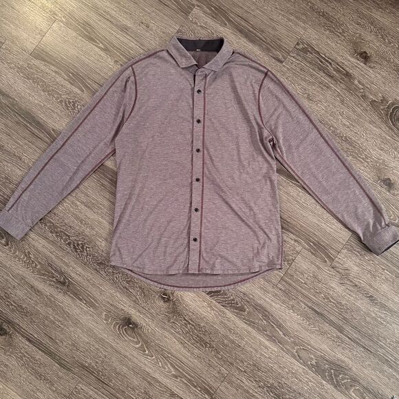 Lululemon Rival Button Up Silver Heathered Black Cherry - Picture 1 of 8
